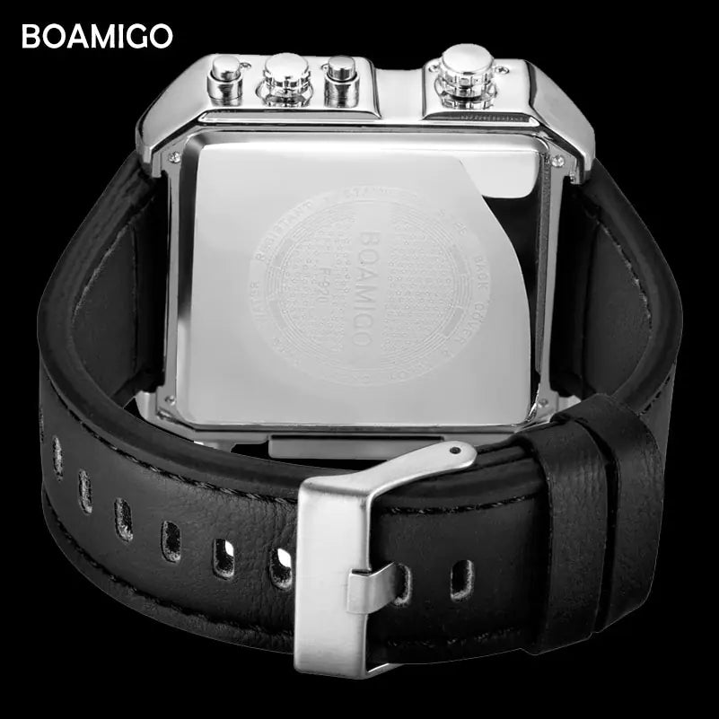 BOAMIGO Men's Military LED Quartz Watch with Leather Band - Austin Eleven