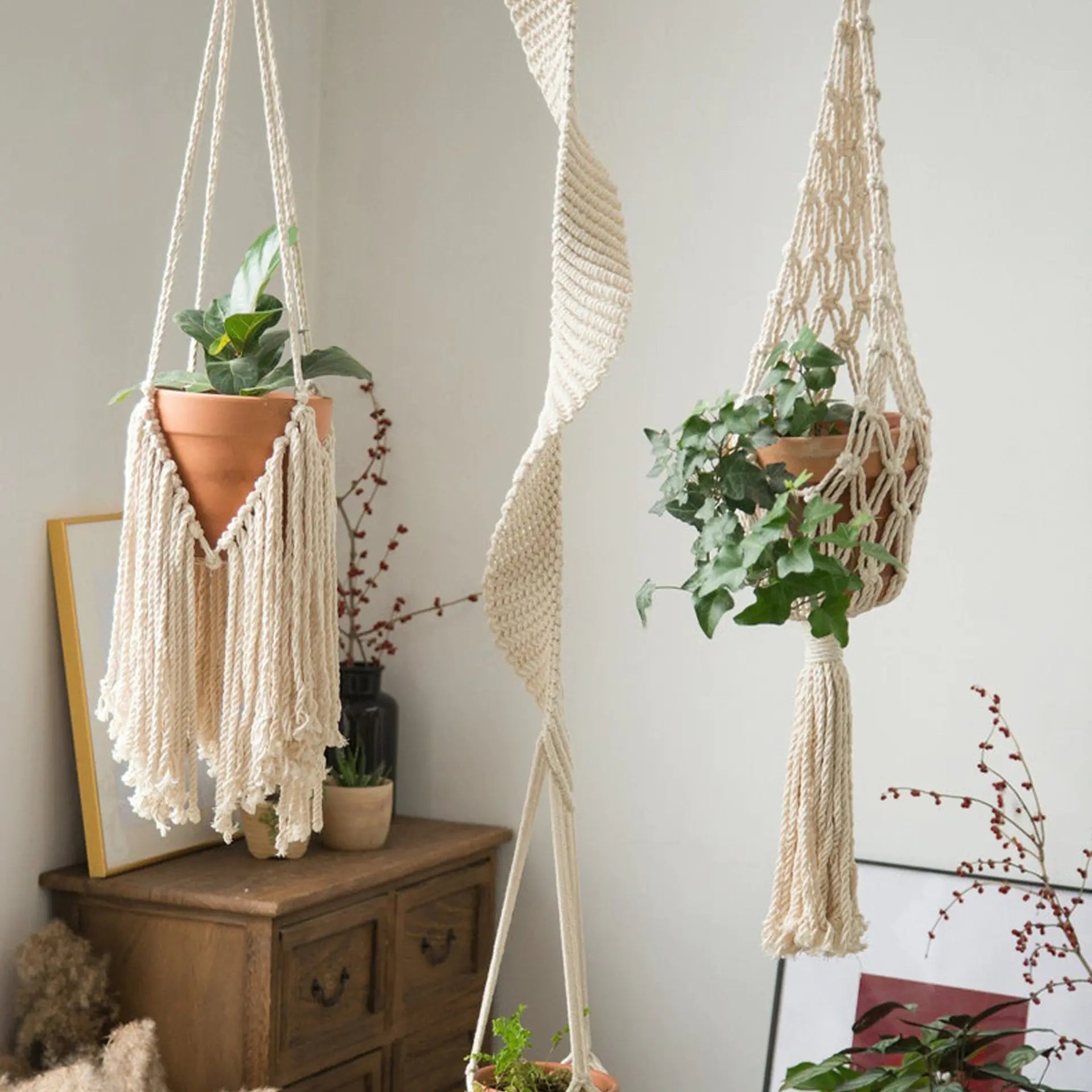 Scandinavian Boho Rope Plant Holders - Austin Eleven